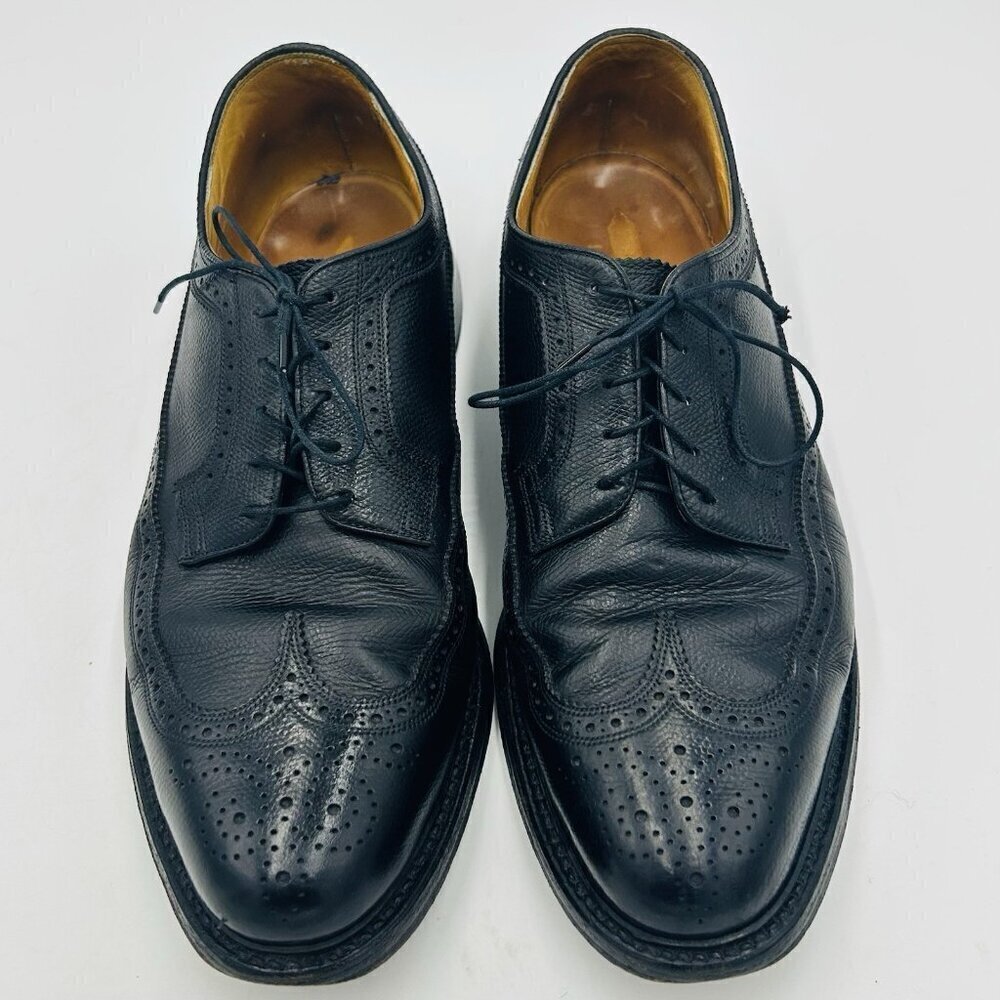 Vintage Florsheim Imperial 96624 Black Longwing Leather 5 Nail Shoes Sz 10.5 D
